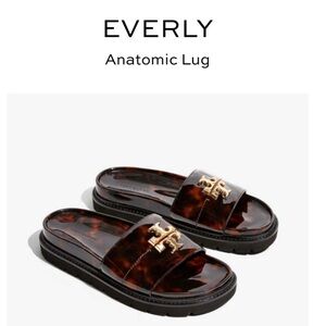 🌟 NIB | Tory Burch Everly Anatomic Lug Sole Slide Sandals - Tortoise